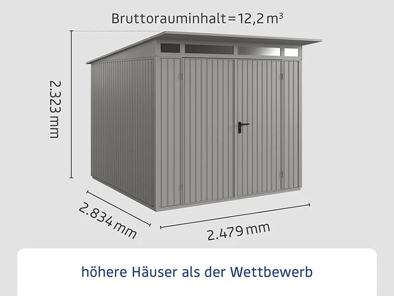 Ecostar Gerätehaus Trend-P,Typ 2, Grau Aluminum, 2 flg - Image 2