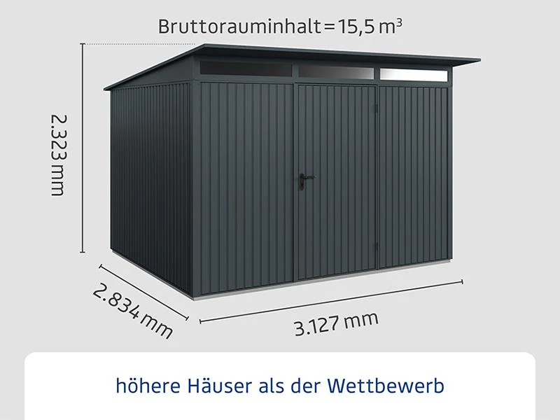 Ecostar Gerätehaus Trend-P,Typ 3, Anthrazitgrau, 1 flg - Image 2