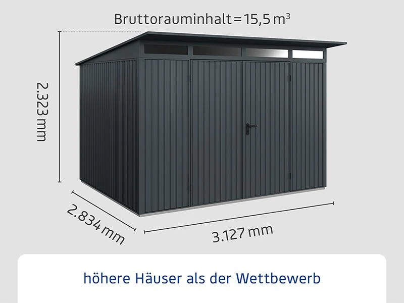 Ecostar Gerätehaus Trend-P,Typ 3, Anthrazitgrau, 2 flg - Image 2