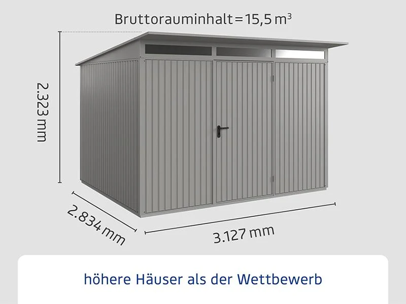 Ecostar Gerätehaus Trend-P,Typ 3, Grau Aluminum, 1 flg - Image 2