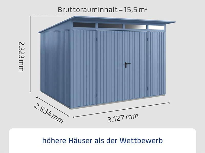 Ecostar Gerätehaus Trend-P,Typ 3, Taubenblau, 2 flg - Image 2