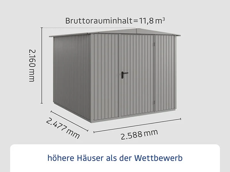 Ecostar Gerätehaus Trend-S,Typ 2, Grau Aluminum, 1 flg - Image 2