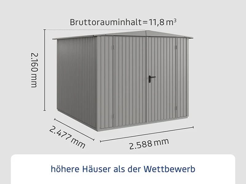 Ecostar Gerätehaus Trend-S,Typ 2, Grau Aluminum, 2 flg - Image 3