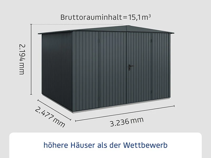 Ecostar Gerätehaus Trend-S,Typ 3, Anthrazitgrau, 2 flg - Image 3