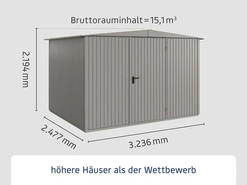 Ecostar Gerätehaus Trend-S,Typ 3, Grau Aluminum, 1 flg - Image 2