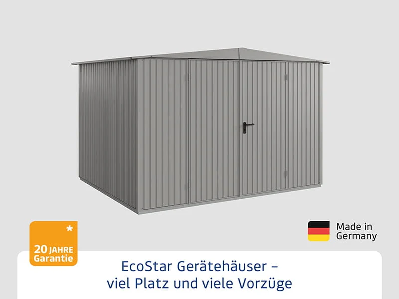 Ecostar Gerätehaus Trend-S,Typ 3, Grau Aluminum, 2 flg - Image 3