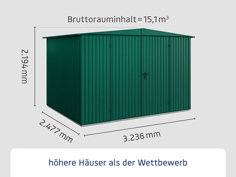 Ecostar Gerätehaus Trend-S,Typ 3, Moosgrün, 2 flg - Image 3