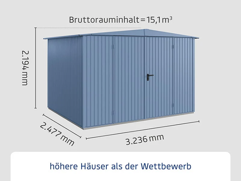 Ecostar Gerätehaus Trend-S,Typ 3, Taubenblau, 2 flg - Image 2