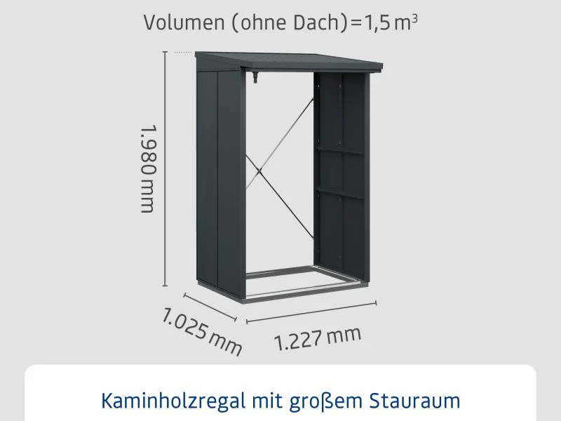 EcoStar Kaminholzregal, ELEGANT-V, TYP1, Anthrazitgrau - Image 3