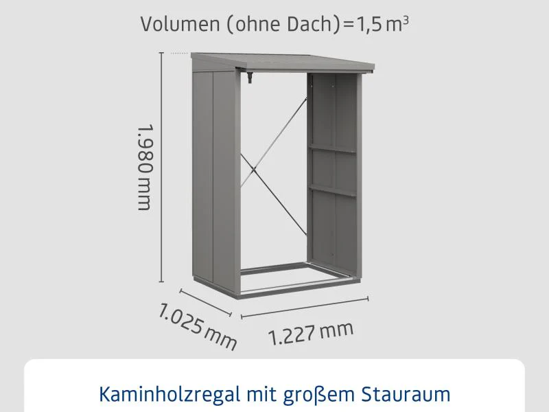 EcoStar Kaminholzregal, ELEGANT-V, TYP1, Grau Aluminum - Image 3