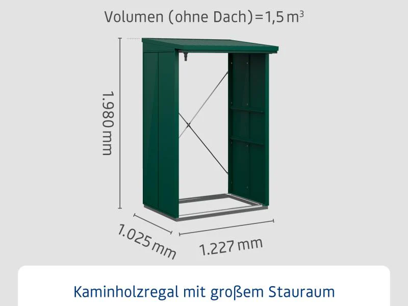 EcoStar Kaminholzregal, ELEGANT-V, TYP1, Moosgrün - Image 3