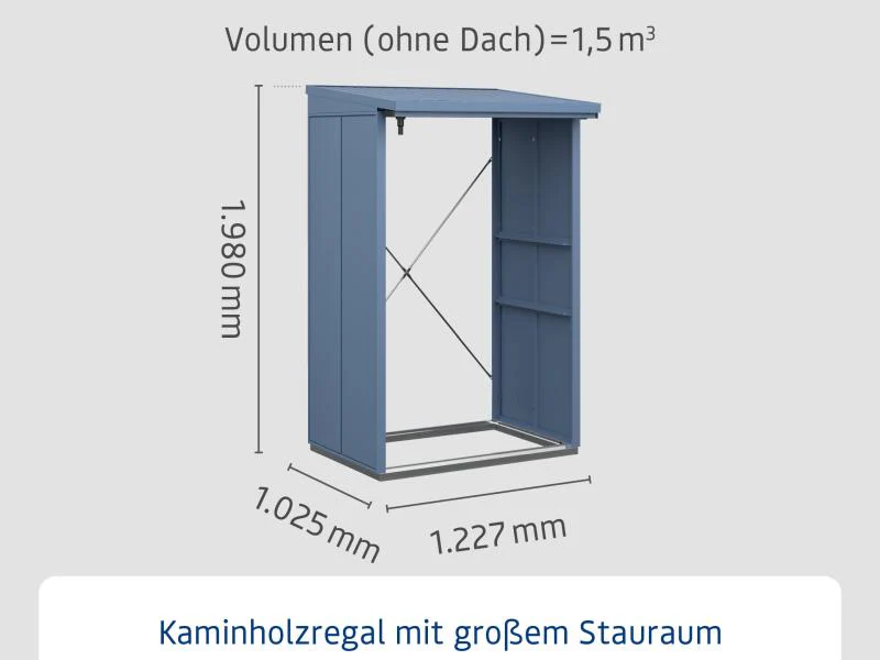 EcoStar Kaminholzregal ,ELEGANT-V,TYP1, Taubenblau - Image 3