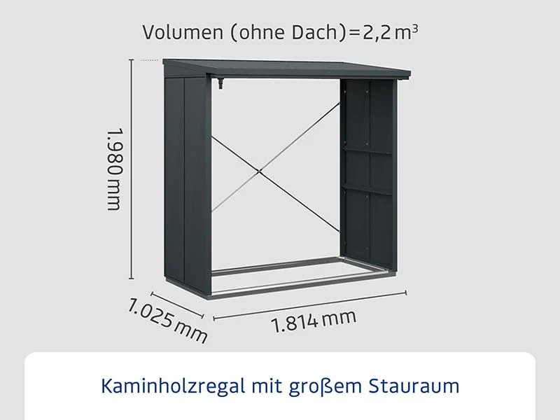 EcoStar Kaminholzregal ,ELEGANT-V,TYP2, Anthrazitgrau - Image 2