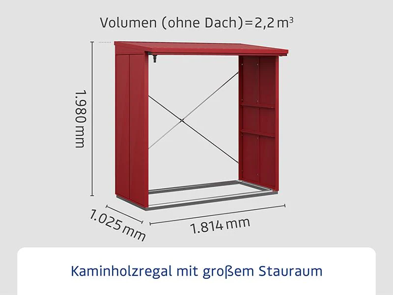 EcoStar Kaminholzregal ,ELEGANT-V,TYP2, Purpurrot - Image 2