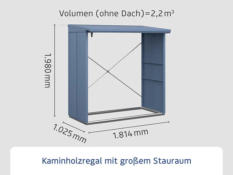 EcoStar Kaminholzregal ,ELEGANT-V,TYP2, Taubenblau - Image 2