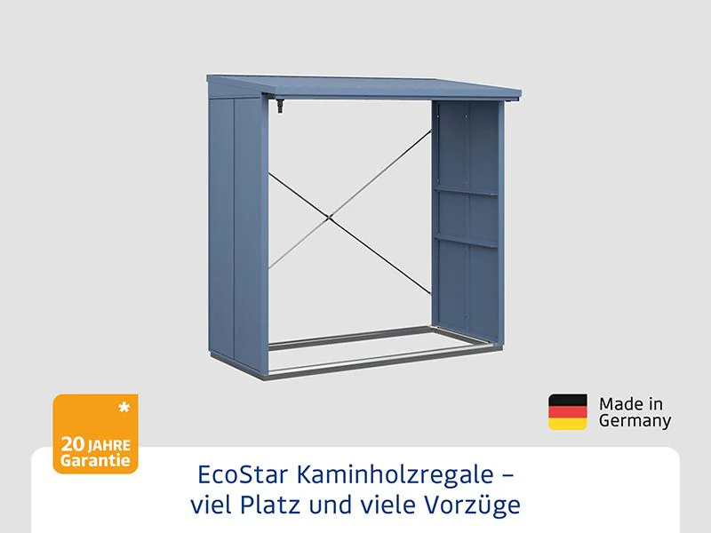 EcoStar Kaminholzregal ,ELEGANT-V,TYP2, Taubenblau - Image 3