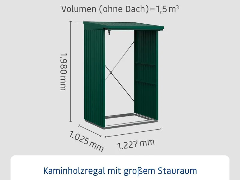 EcoStar Kaminholzregal ,TREND-V,TYP1, Moosgrün - Image 3