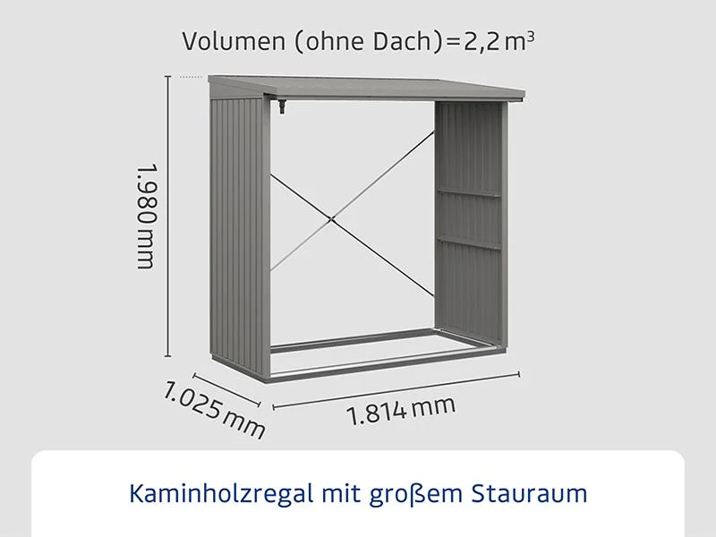 EcoStar Kaminholzregal ,TREND-V,TYP2, Grau Aluminum - Image 3