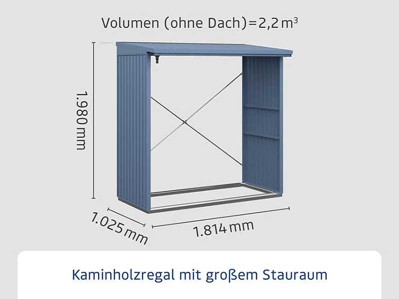 EcoStar Kaminholzregal ,TREND-V,TYP2, Taubenblau - Image 3