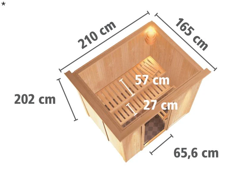 Fanja - Karibu Sauna Plug & Play 3,6 kW Ofen, int. Steuerung - mit Dachkranz - Moderne Saunatür - Image 3