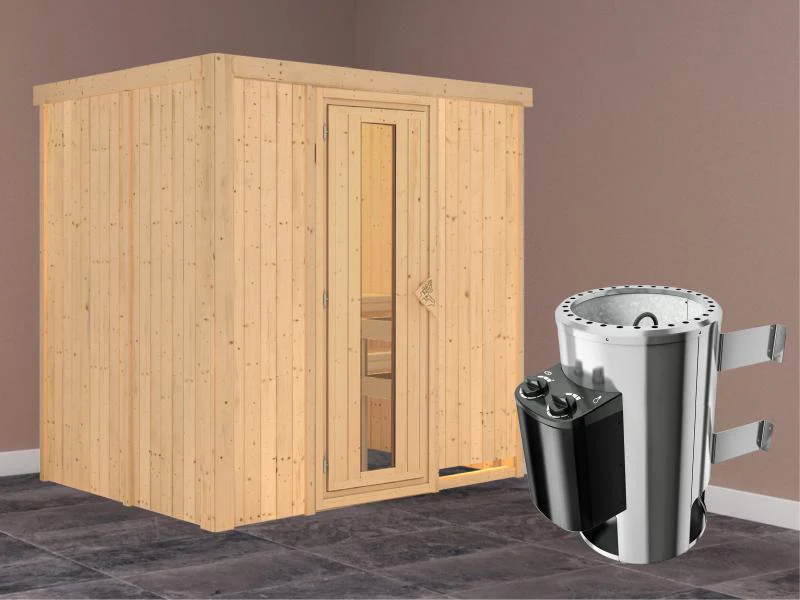 Fanja - Karibu Sauna Plug & Play 3,6 kW Ofen, int. Steuerung - ohne Dachkranz - Energiespartür - Image 2