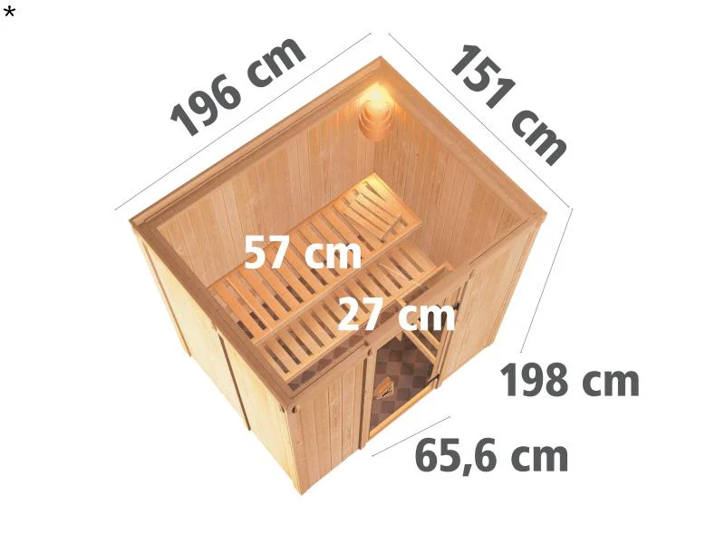 Fanja - Karibu Sauna Plug & Play 3,6 kW Ofen, int. Steuerung - ohne Dachkranz - Energiespartür - Image 3