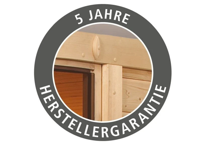Fanja - Karibu Sauna Plug & Play 3,6 kW Ofen integr. Strg - ohne Dachkranz - Klarglas Ganzglastür - Image 11