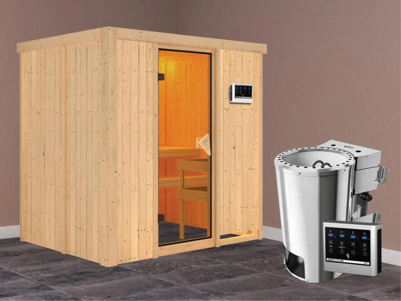Fanja - Karibu Sauna Plug & Play inkl. 3,6 kW-Bioofen - ohne Dachkranz - - Image 2