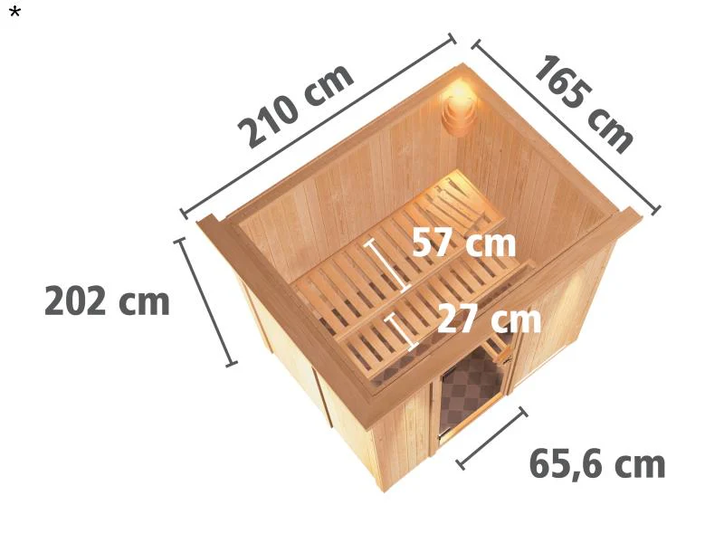 Fanja - Karibu Sauna Plug & Play inkl. 3,6 kW-Ofen - mit Dachkranz - - Image 3