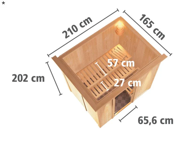 Fanja - Karibu Sauna Plug & Play inkl. 3,6 kW-Ofen - mit Dachkranz - - Image 3