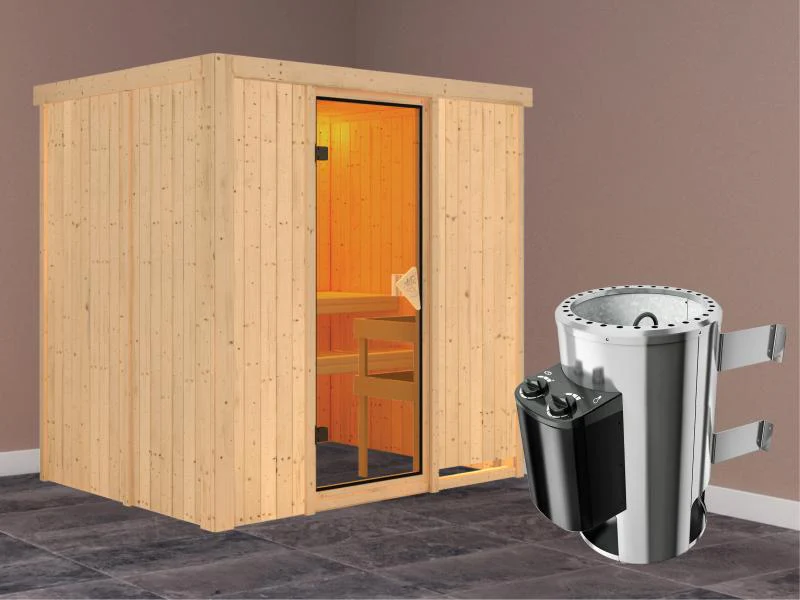 Fanja - Karibu Sauna Plug & Play inkl. 3,6 kW-Ofen - ohne Dachkranz - - Image 2