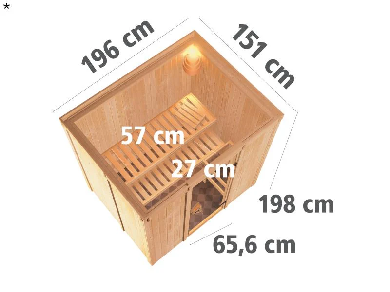 Fanja - Karibu Sauna Plug & Play inkl. 3,6 kW-Ofen - ohne Dachkranz - - Image 3