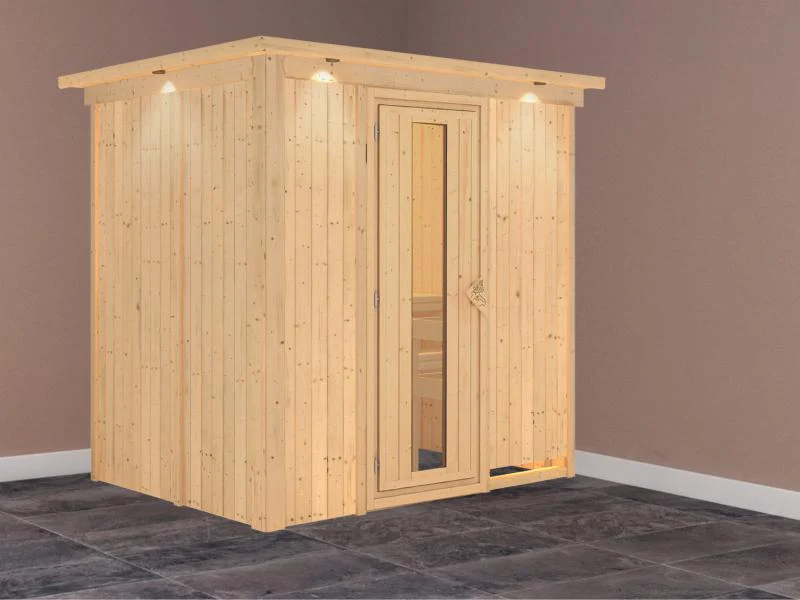 Fanja - Karibu Sauna Plug & Play ohne Ofen - mit Dachkranz - Energiespartür - Image 2