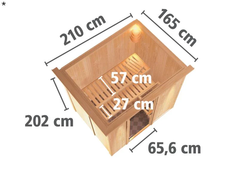 Fanja - Karibu Sauna Plug & Play ohne Ofen - mit Dachkranz - Moderne Saunatür - Image 3