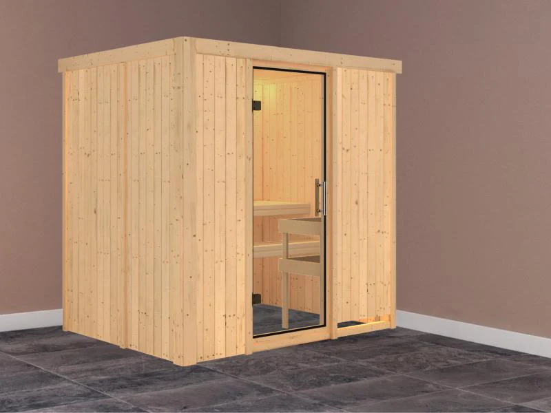 Fanja - Karibu Sauna Plug & Play ohne Ofen - ohne Dachkranz - Klarglas Ganzglastür - Image 2