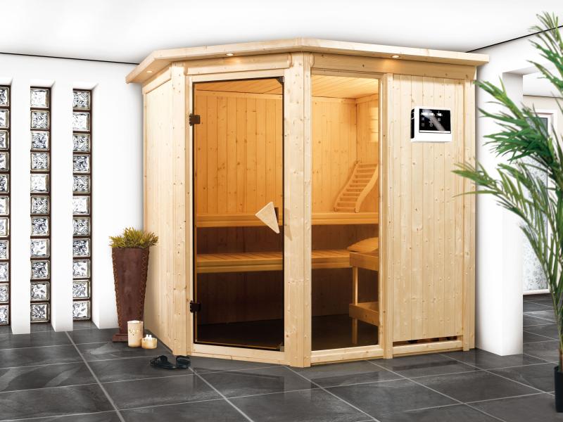 Fiona 1 - Karibu Sauna inkl. 9-kW-Ofen - mit Dachkranz - - Image 4