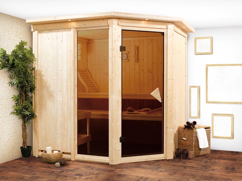 Fiona 2 - Karibu Sauna inkl. 9-kW-Ofen - mit Dachkranz - - Image 4