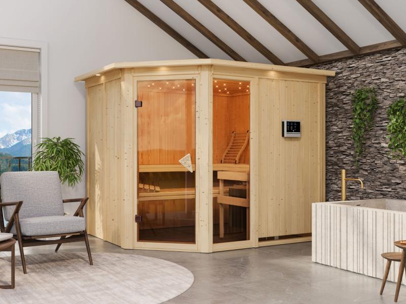 Fiona 3 - Karibu Sauna inkl. 9-kW-Ofen - mit Dachkranz - - Image 4