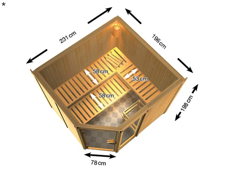 Fiona 3 - Karibu Sauna inkl. 9-kW-Ofen - ohne Dachkranz - - Image 3