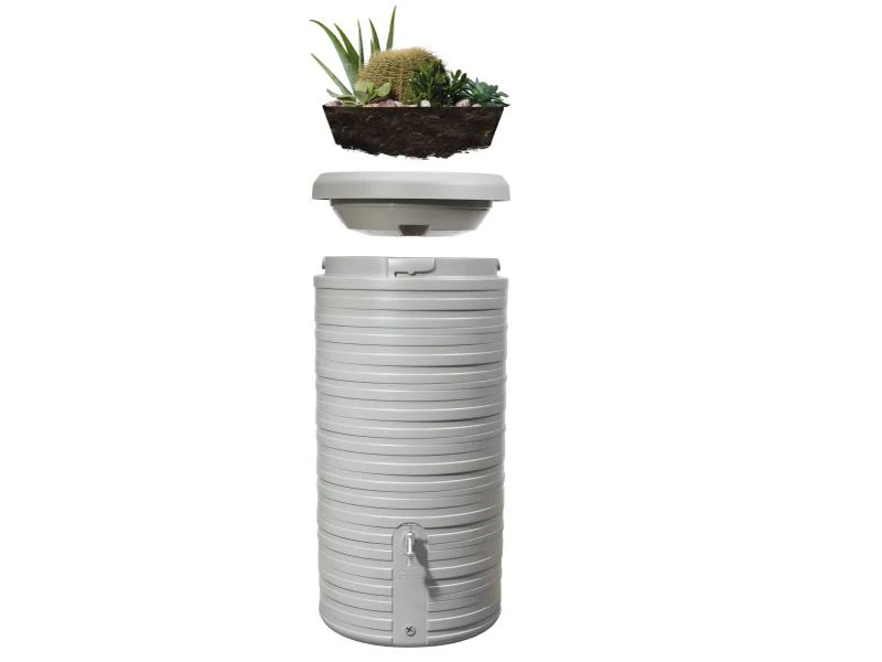 Garantia Regentonne Nordic 2in1, 300 Liter, steingrau, inkl. Pflanzschale - Image 4