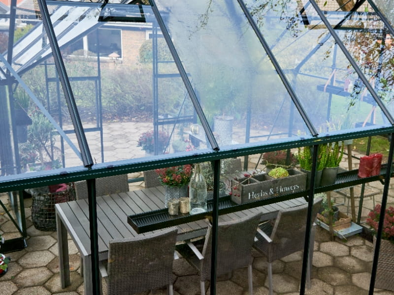 Halls Gewächshaus Garden Room Grün Sicherheitsglas SPARSET inkl. Fundament - Image 4