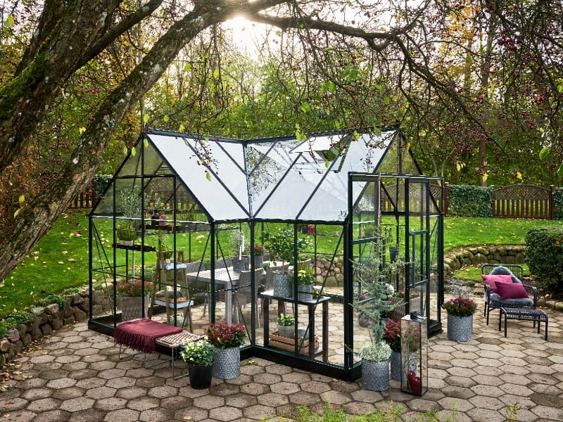 Halls Gewächshaus Garden Room Grün Sicherheitsglas SPARSET inkl. Fundament - Image 6
