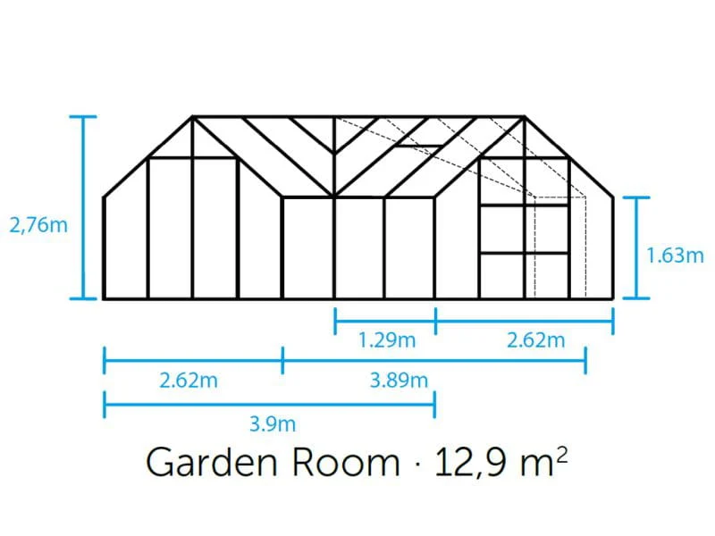 Halls Gewächshaus Garden Room Schwarz Sicherheitsglas - Image 4
