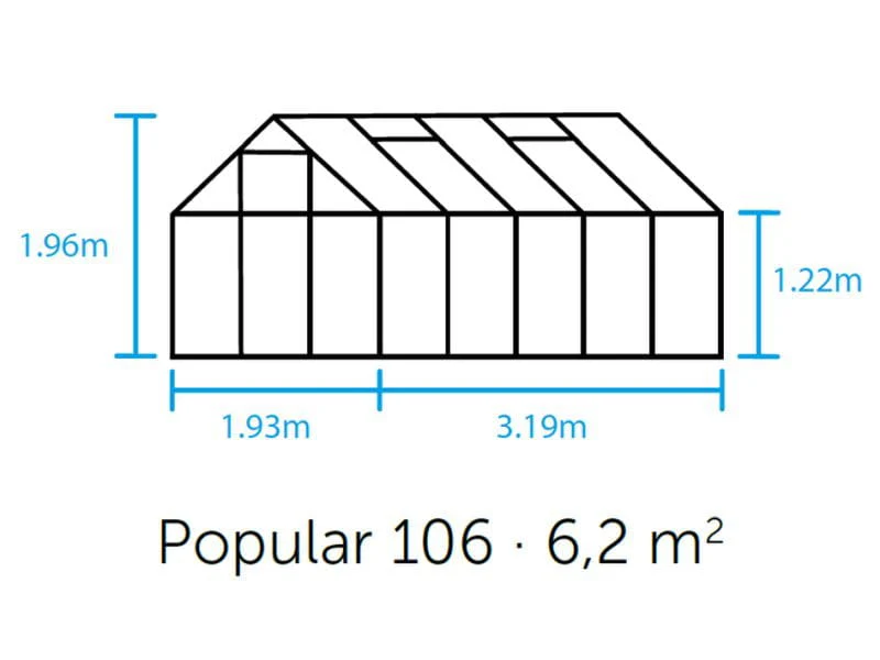 Halls Gewächshaus Popular 106 Schwarz Blankglas - Image 2
