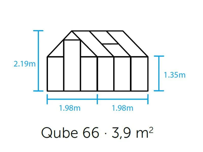 Halls Gewächshaus Qube 66 Schwarz Sicherheitsglas - Image 8