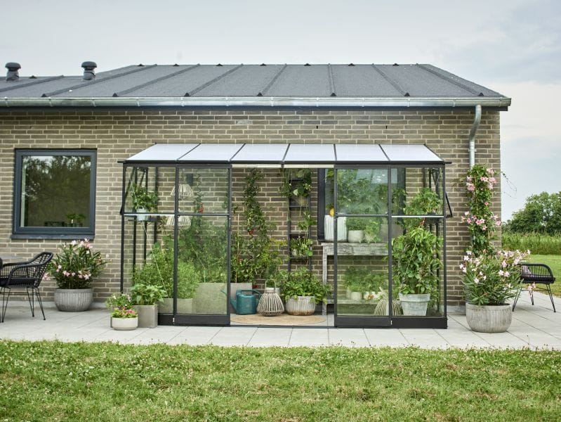 Halls Gewächshaus Qube Lean-to 612 Schwarz Sicherheitsglas - Image 3