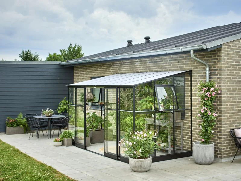 Halls Gewächshaus Qube Lean-to 612 Schwarz Sicherheitsglas - Image 6