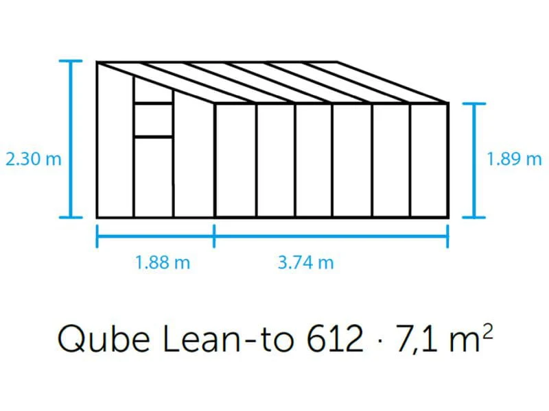 Halls Gewächshaus Qube Lean-to 612 Schwarz Sicherheitsglas - Image 7