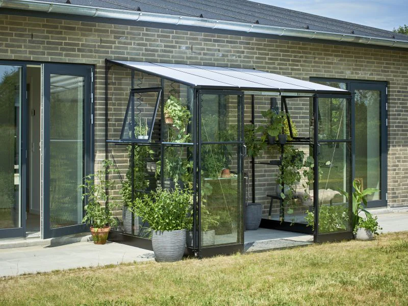 Halls Gewächshaus Qube Lean-to 68 Schwarz Sicherheitsglas - Image 2