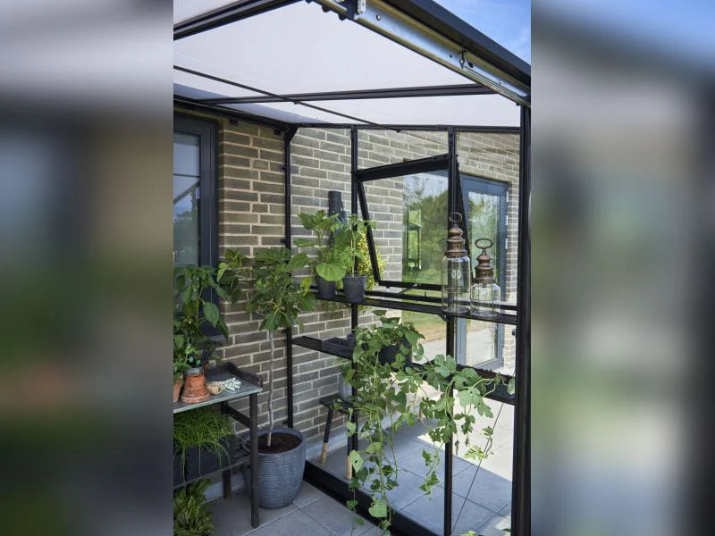 Halls Gewächshaus Qube Lean-to 68 Schwarz Sicherheitsglas - Image 4